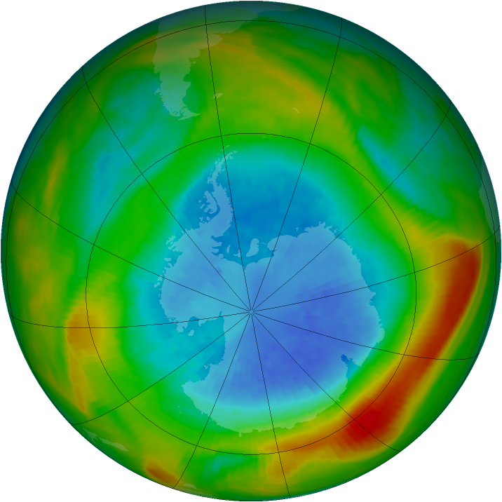 Antarctic ozone map for 18 September 1980